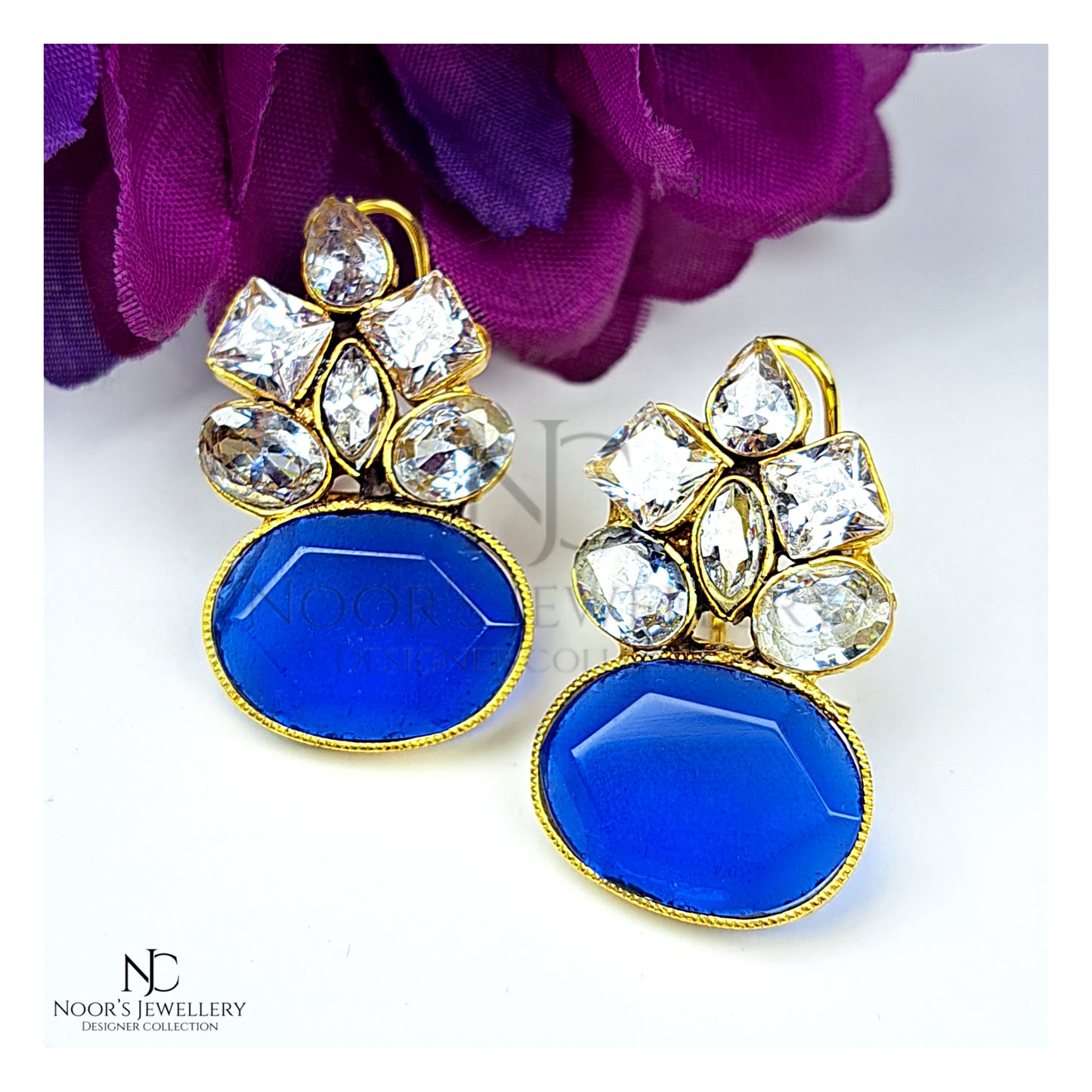 blue crystal earrings