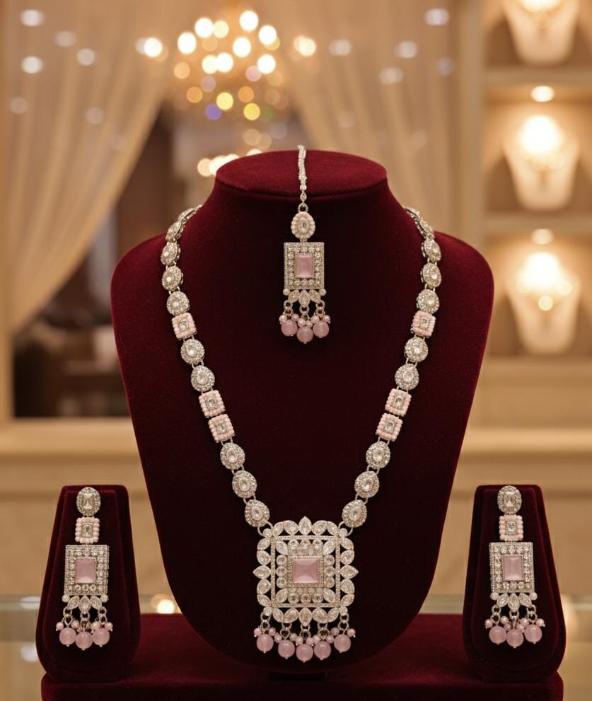 Beautiful Mala set zircon work excellent quality with earings bindi