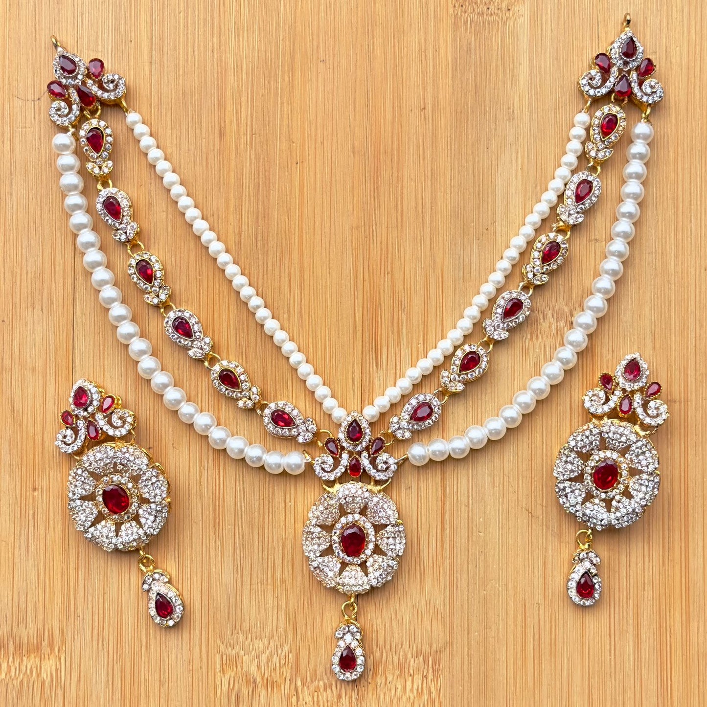 RP 3 layears Necklace with Earring heand meaking gold polish