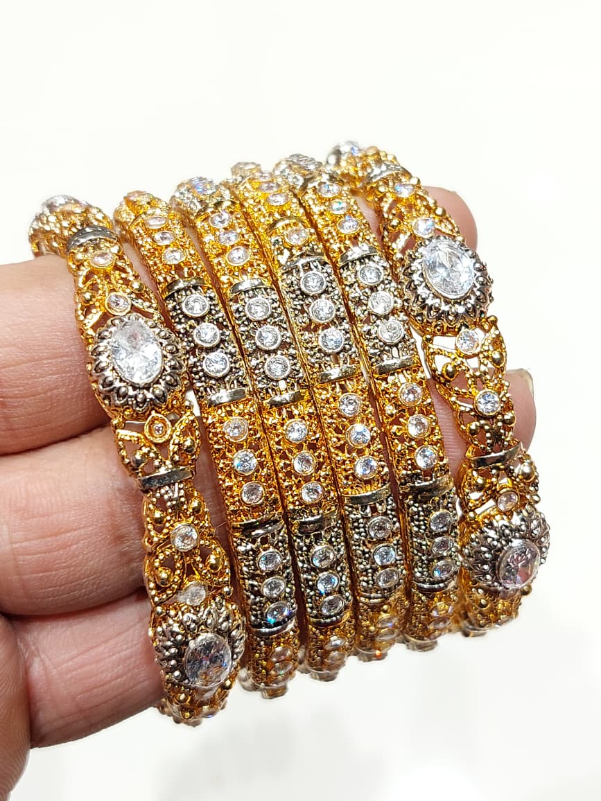 Zircon 6pcs Bangle Set available in 6 Colours Sizes : 2.4 , 2.6 , 2.8 , 2.10