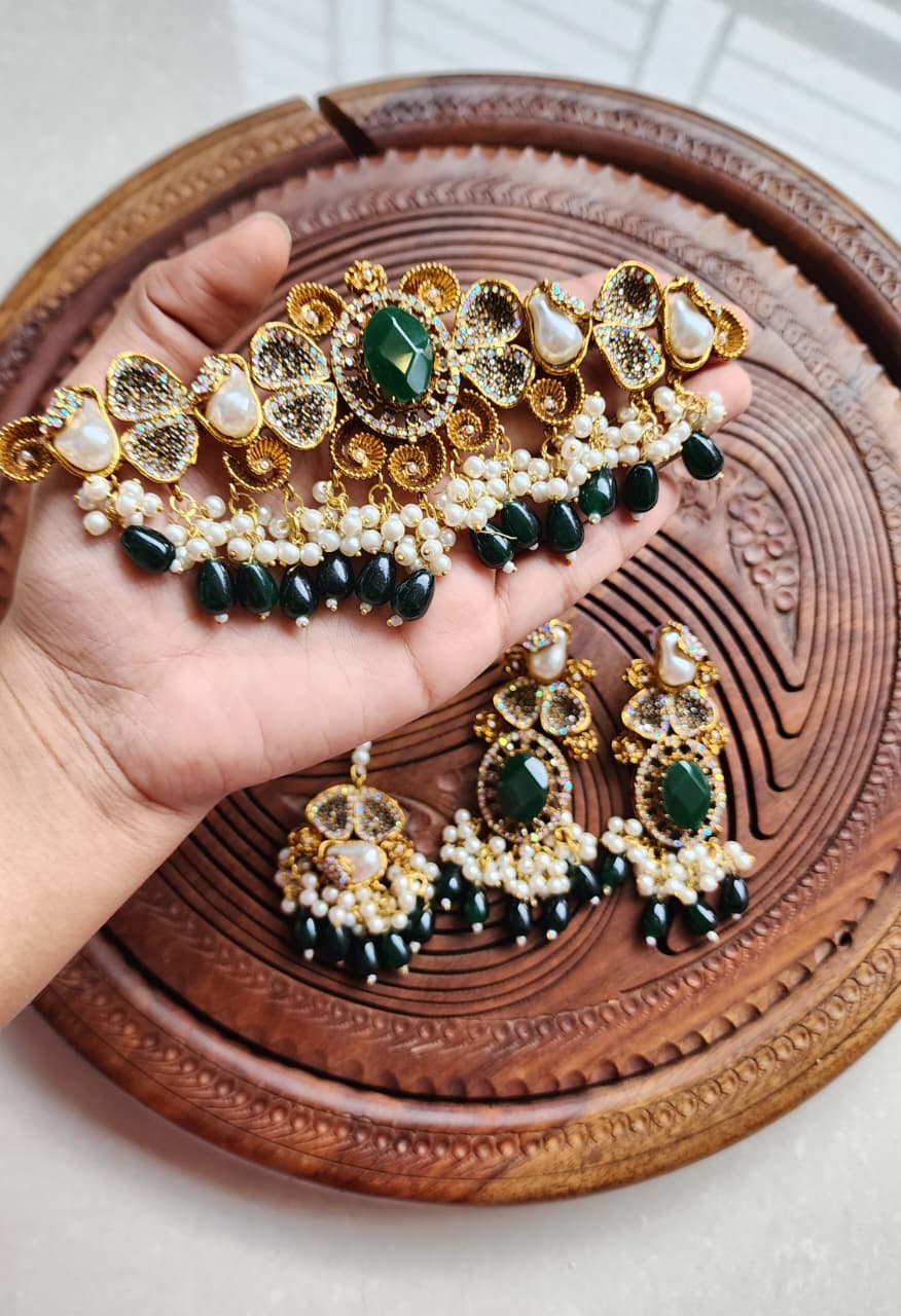 Designer collection Handmade stone with mother pearl turkish chokkar set