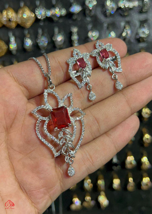 Kit sets A.D Full Zircon Sliver Steel Polish locket Set Best High Quality 4 Colour Available
