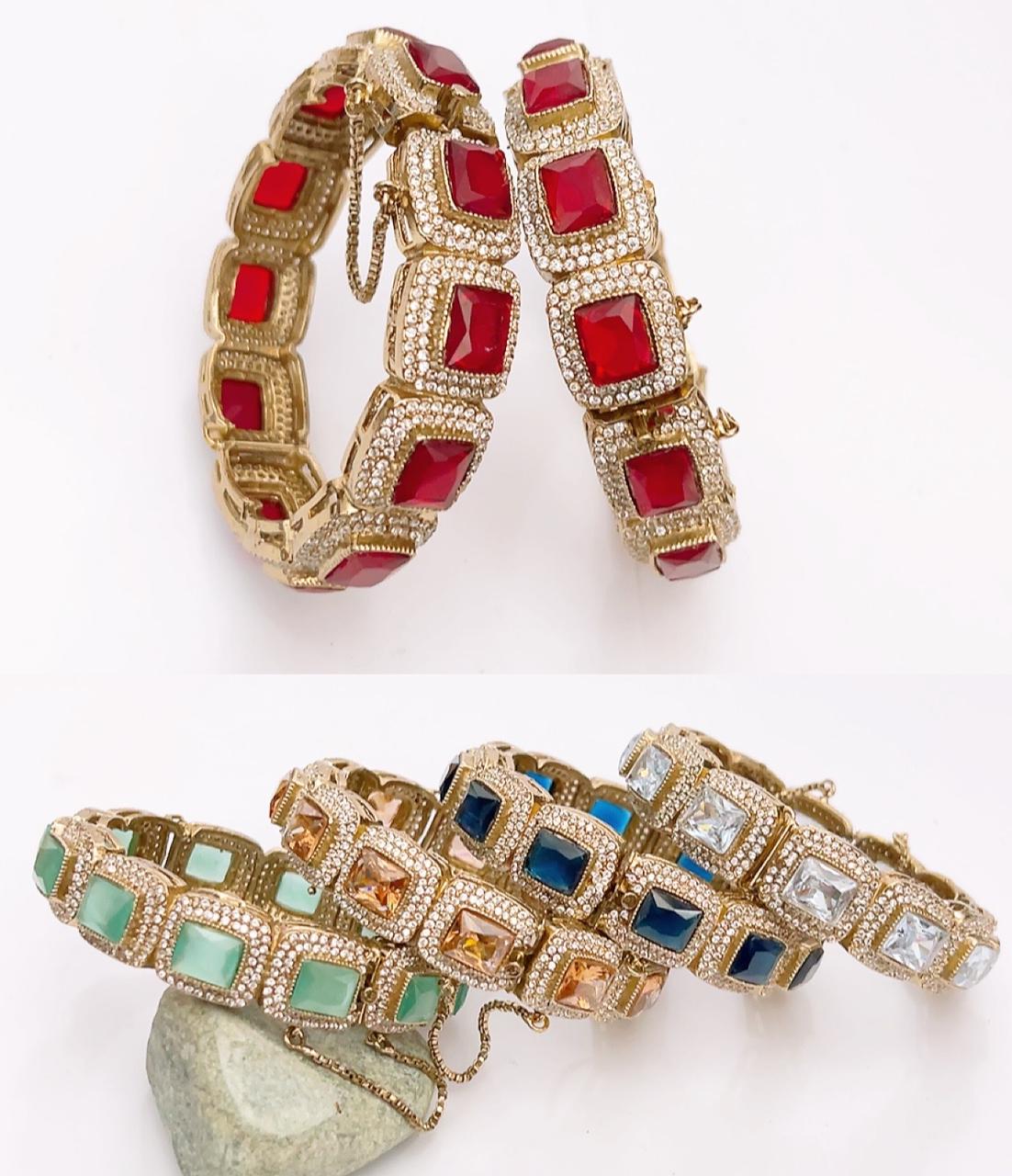 Native made openable kara pair in real stones fine quality