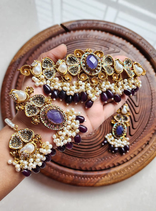 Designer collection Handmade stone with mother pearl turkish chokkar set