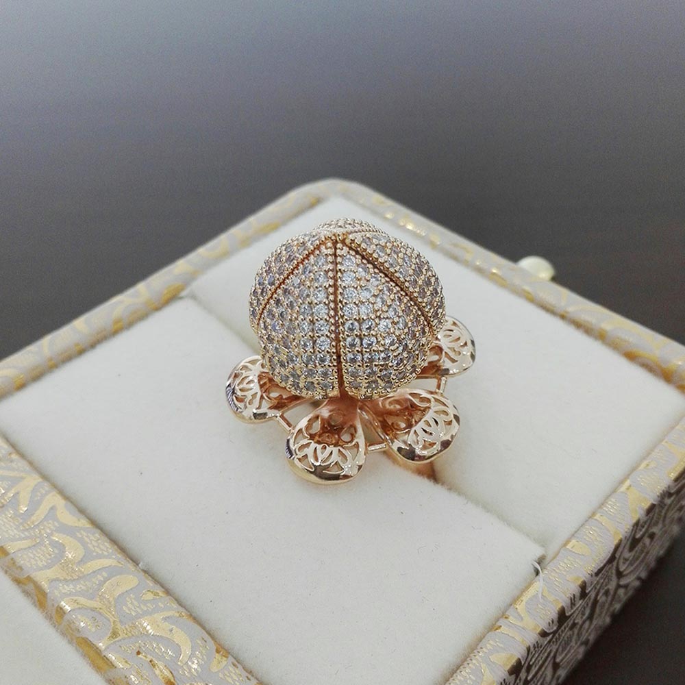 Flower Bloom Ring Gold & Zircona Stones