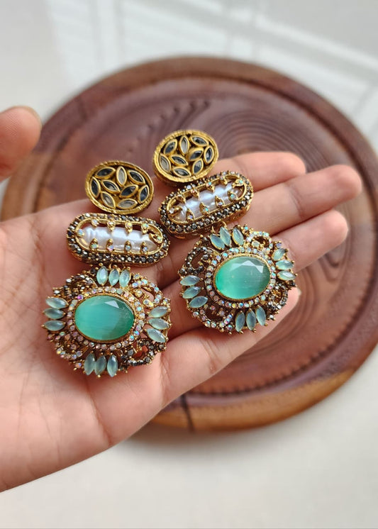 Premium quality stone with mother pearl earrings