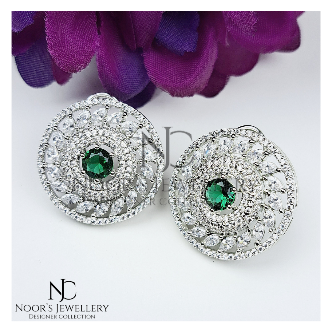 Emerlad Silver Studs
