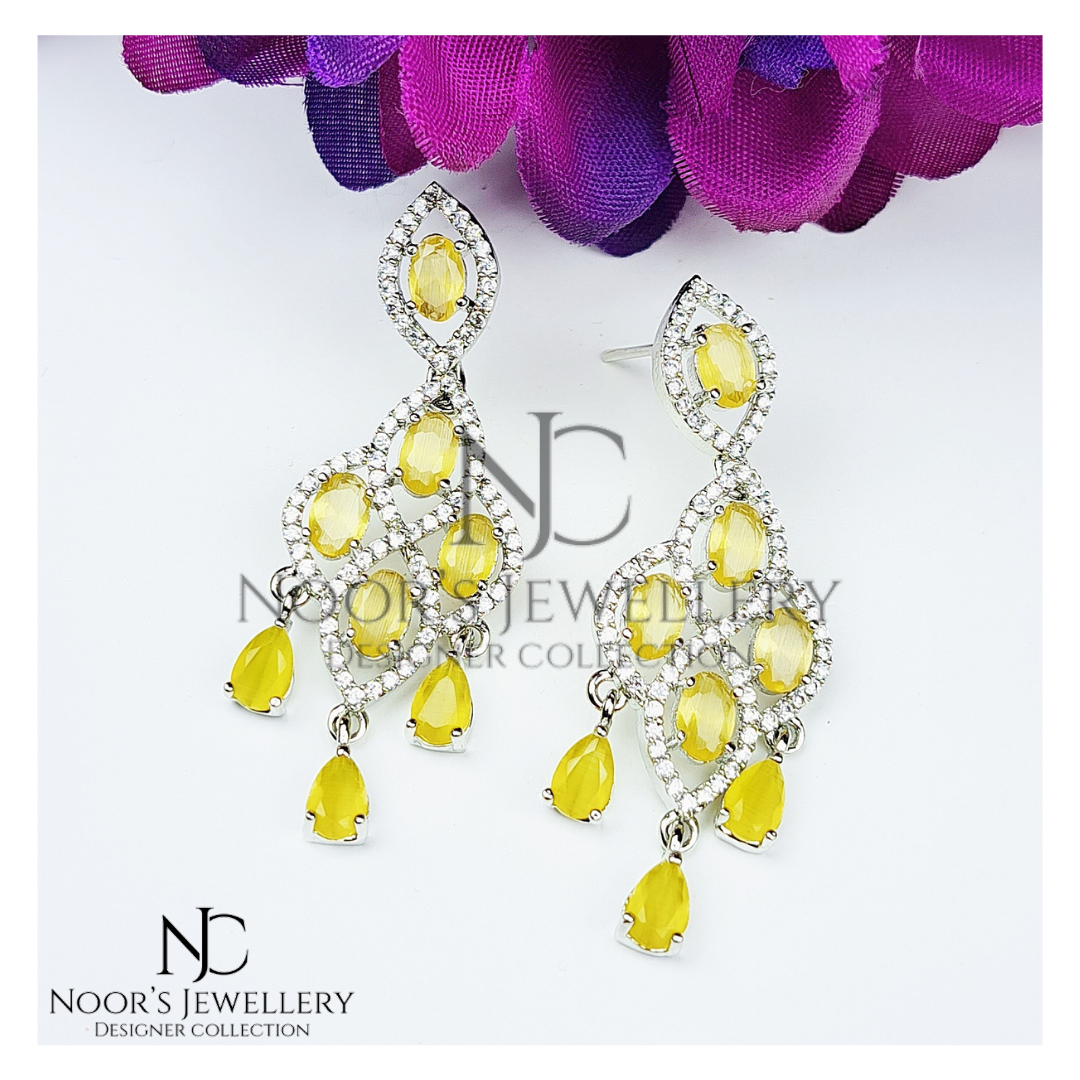Yellow Silver Danglers