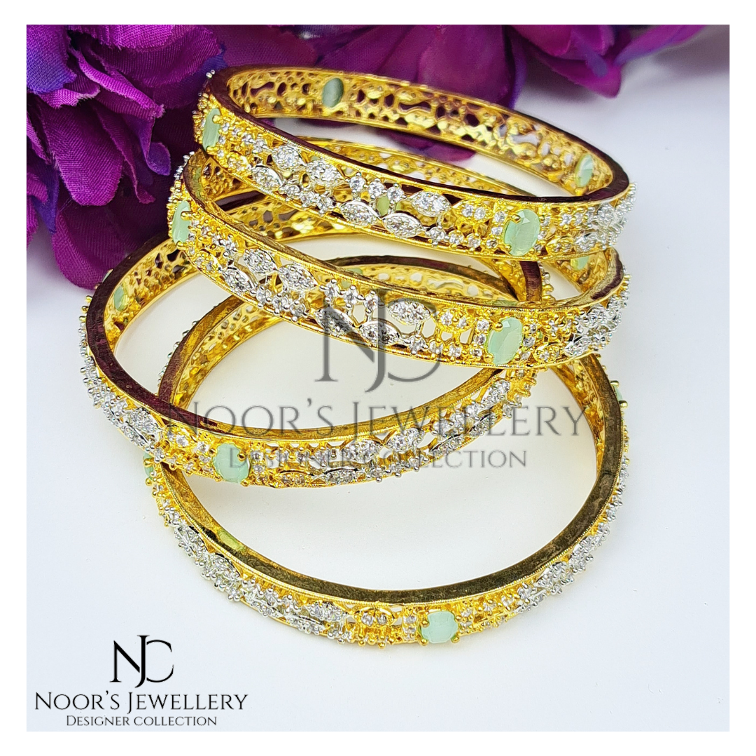 Mint Green Golden Bangles