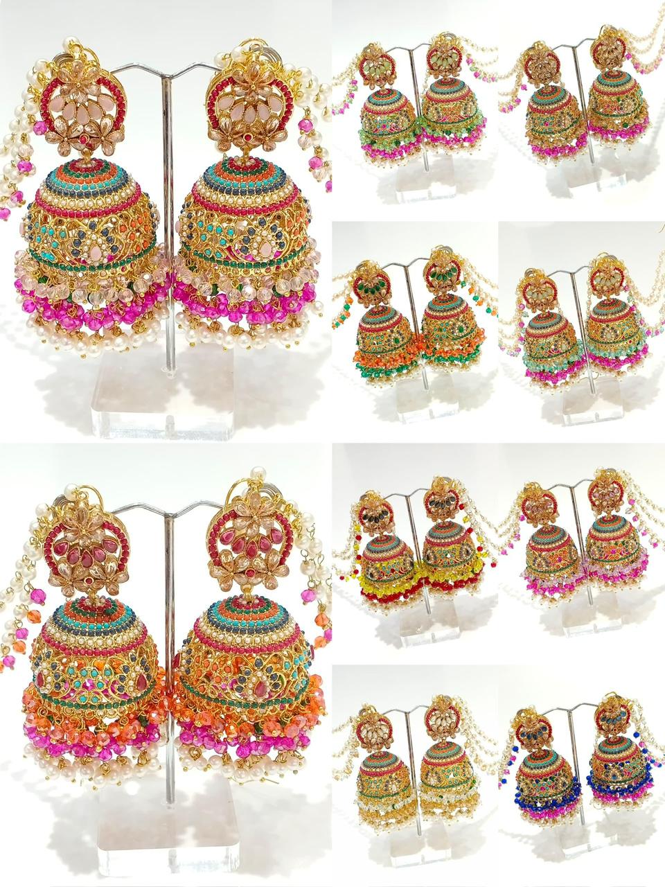 Earrings jhumkas nauratan with saharas