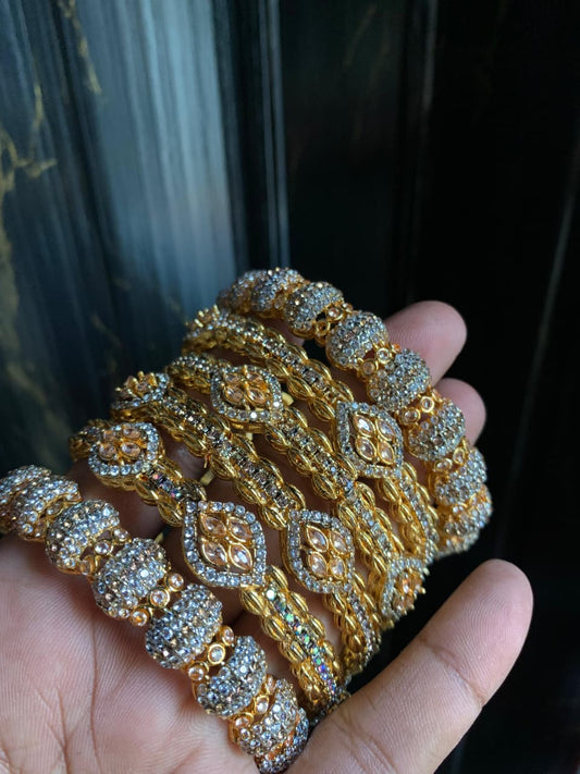 Casting GOLD PLATED Real Stone Zircon Bangles