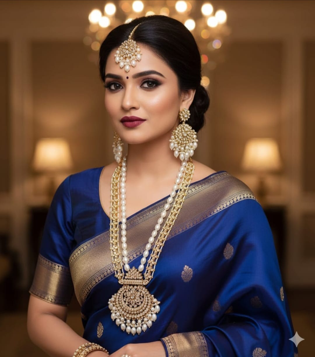 Dabbi Kundan Mala sets Earings with tikka
