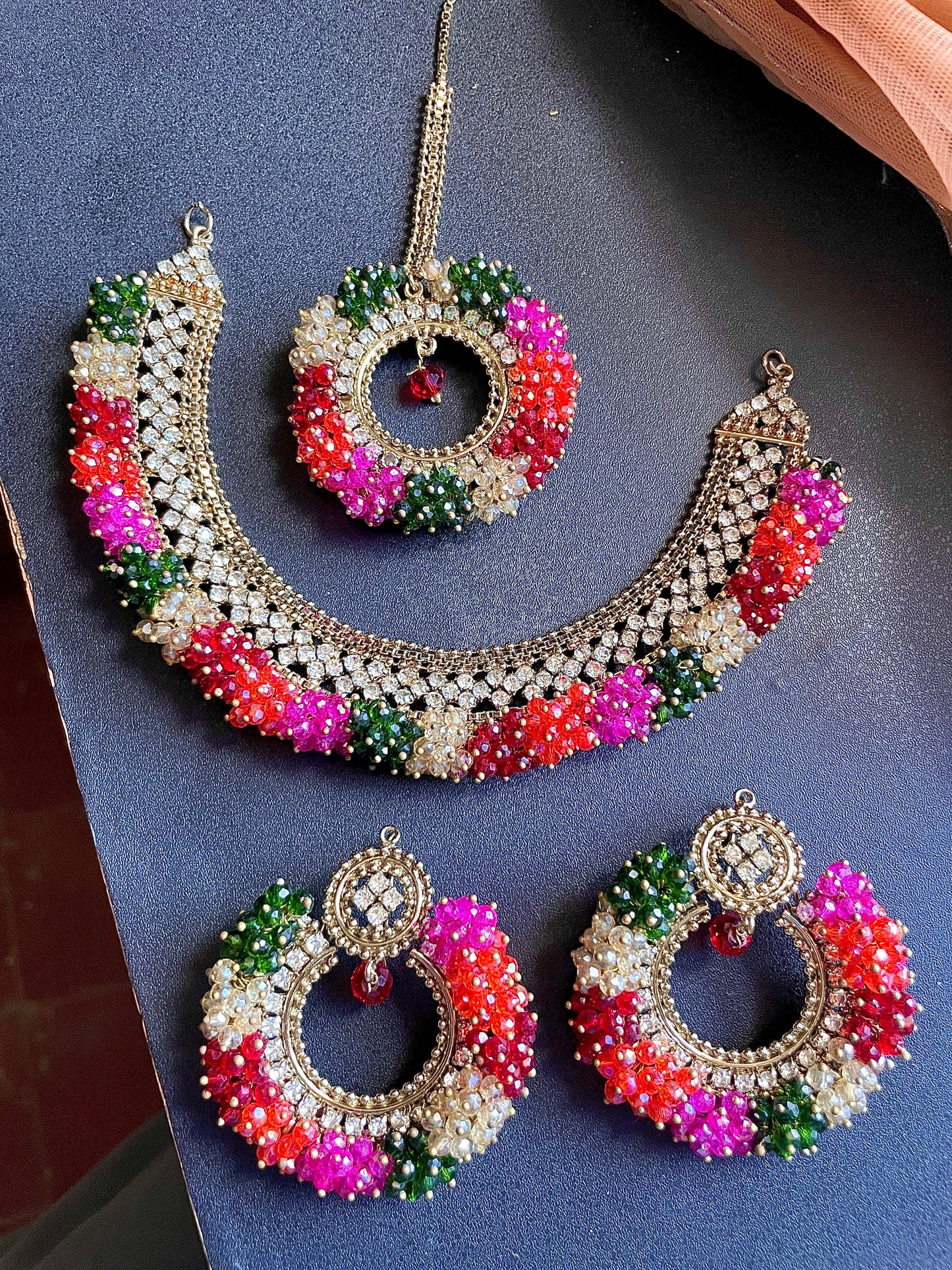 Multi coloured necklace set enthnic style