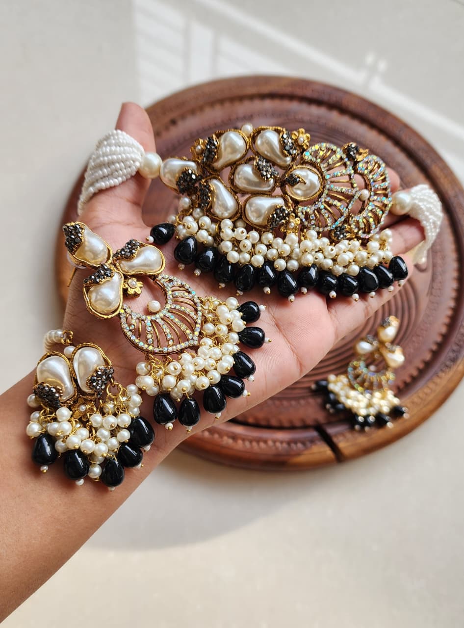 Designer collection Handmade mother pearl turkish look chokkar set