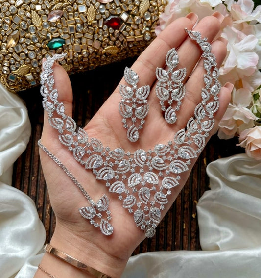 Beautiful Premium Quality American Diamond Indian Zarcon AD Set ( Valima SPECIAL Set )