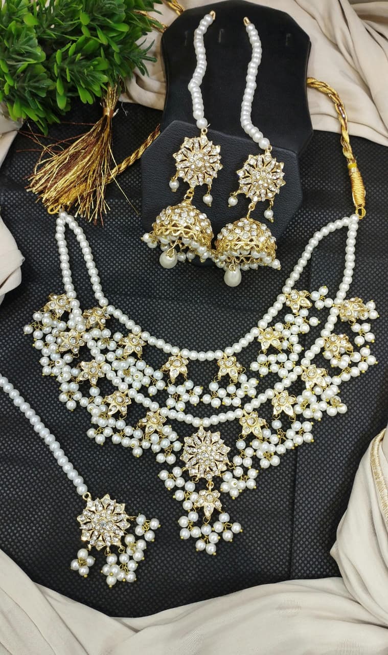 Noratan double line set with jhumki and tika