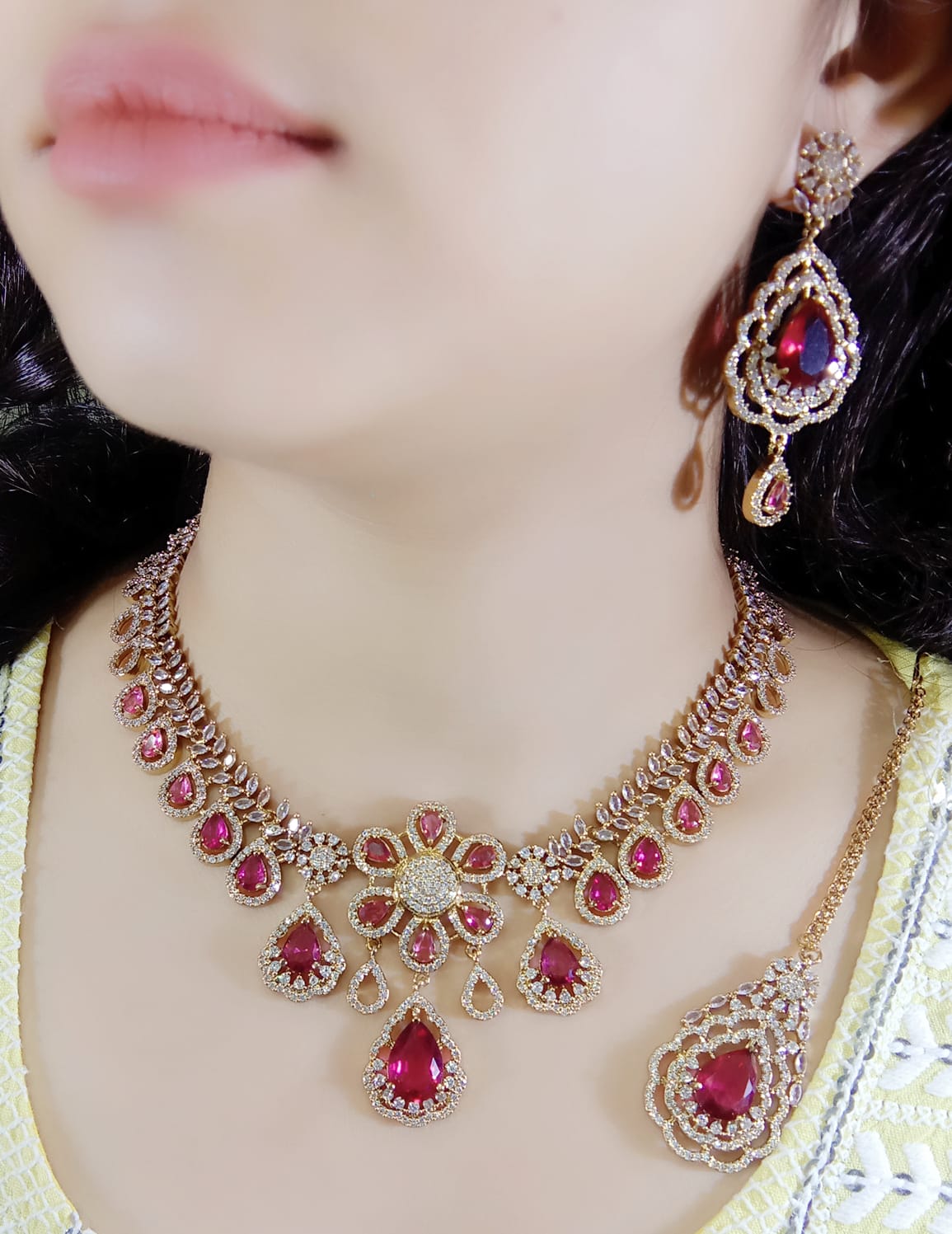Indian American diamond neckless set