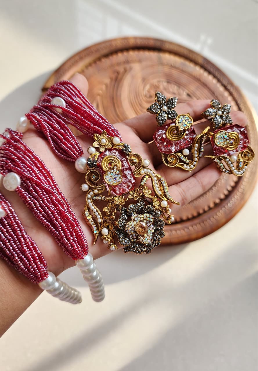 Designer collection Handmade turkish work pandent maala set