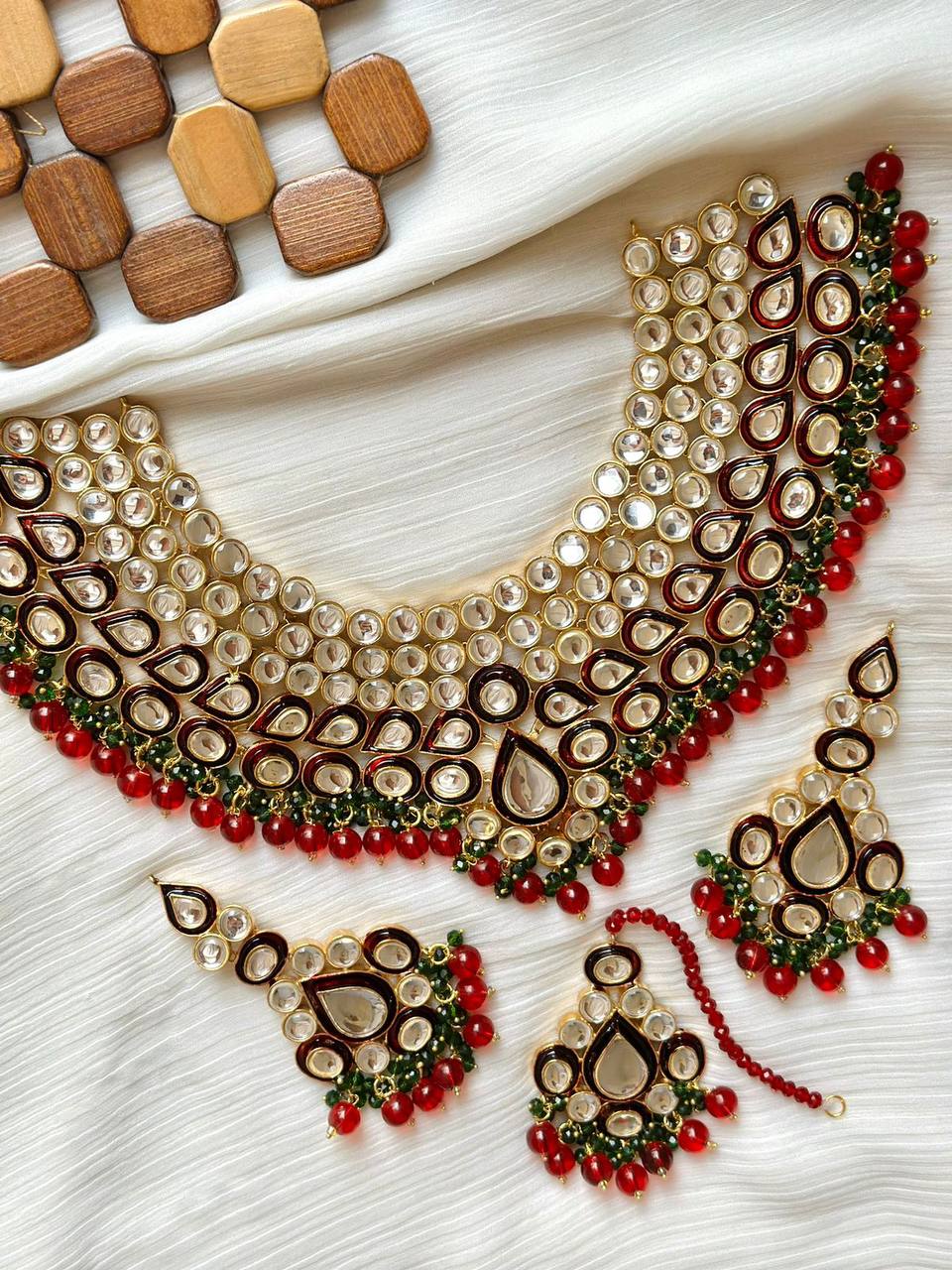 Gold Plated Hand Made Meena Work Farshi Kundan Bridal Sets