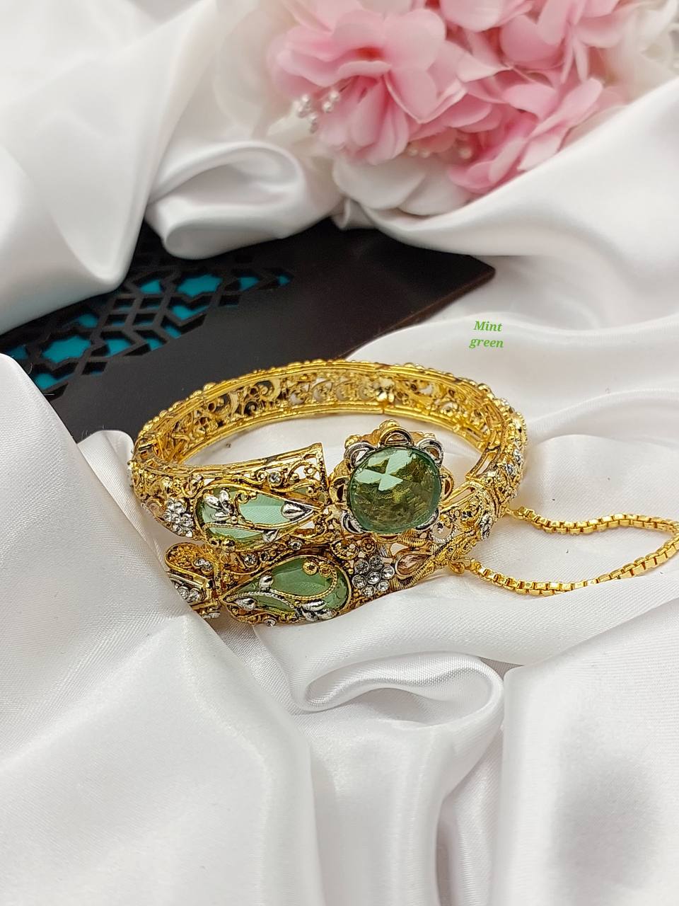 *Designer Collection* 1 PC Adjustable Hand Work Dublate Stone Bangle