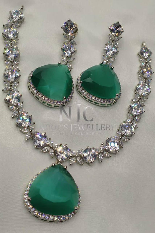Elegant Zircon Locket Necklace Sets with Earrings