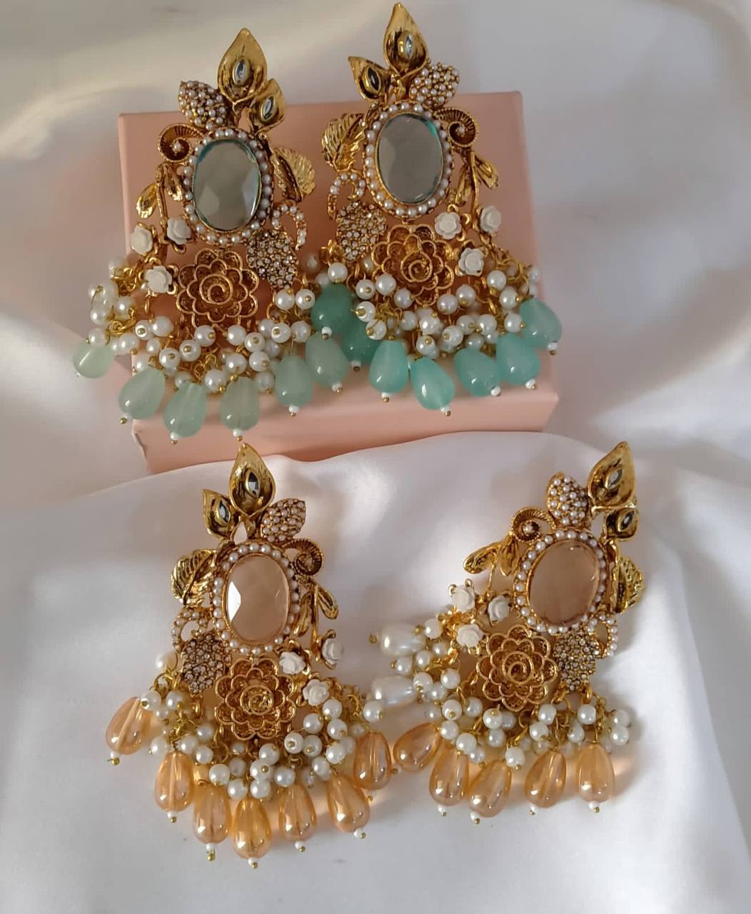 Handmade Doubleted Stone Big Size Earrings