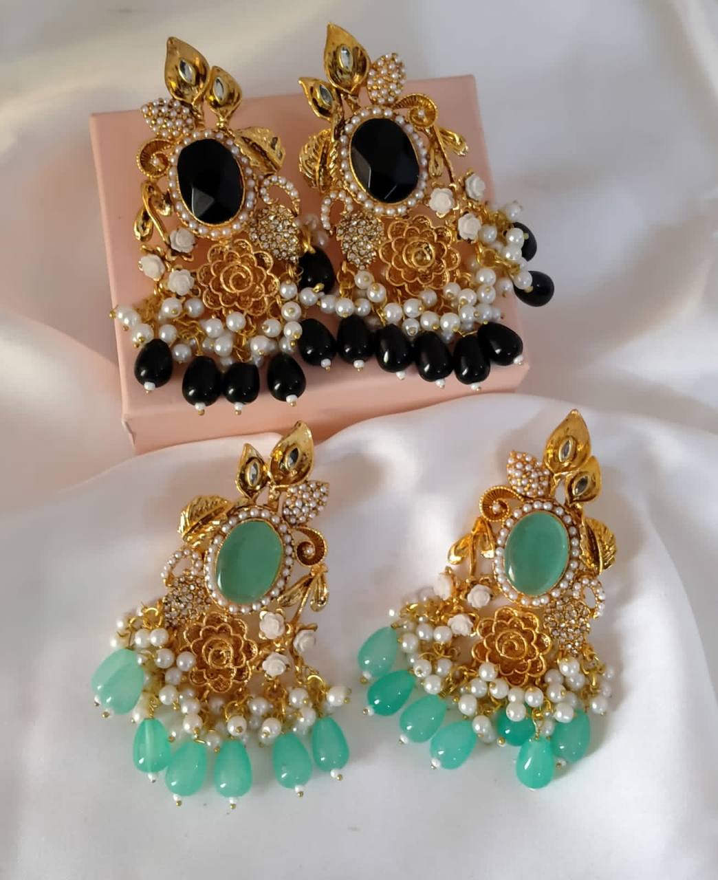 Handmade Doubleted Stone Big Size Earrings
