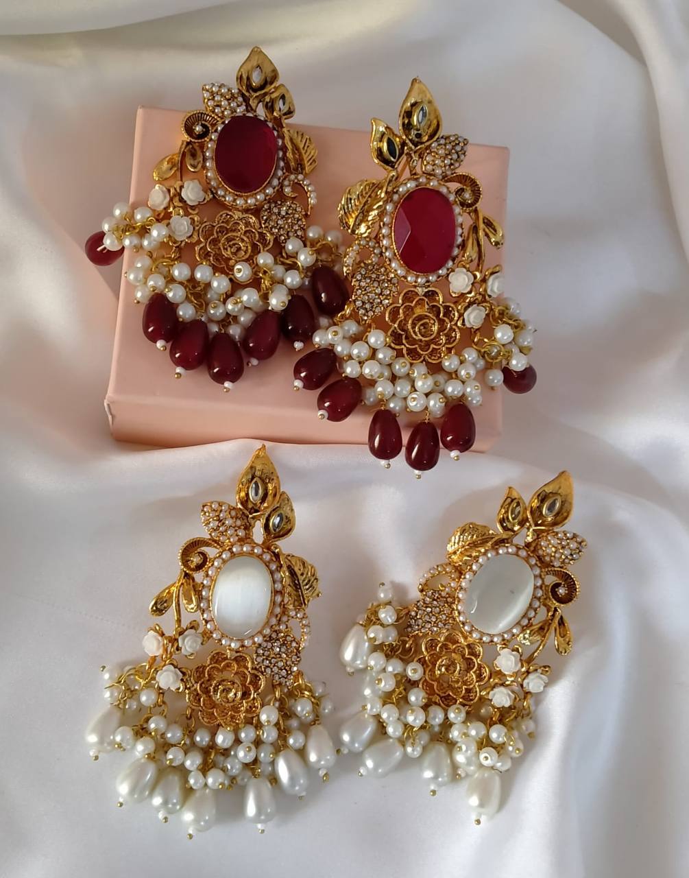 Handmade Doubleted Stone Big Size Earrings
