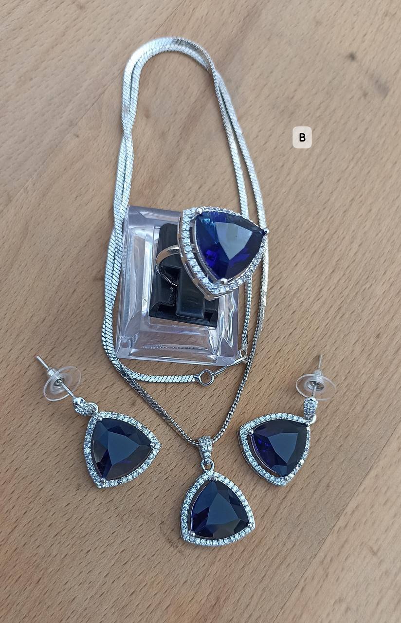 Pandent Ring Earrings Chain Set