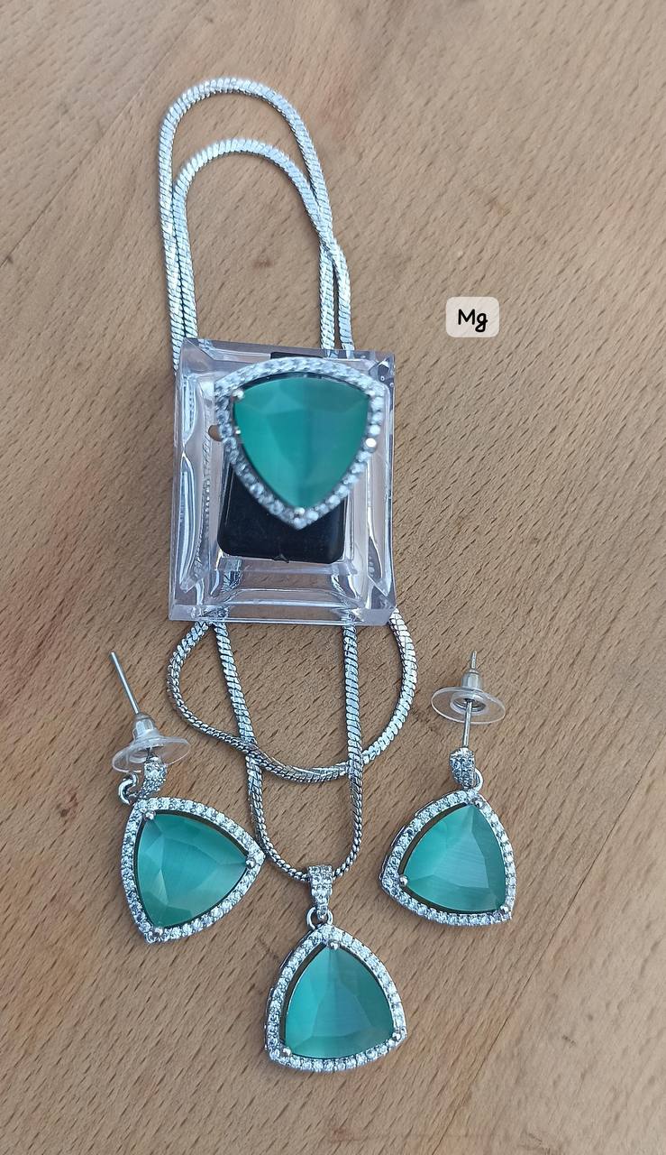 Pandent Ring Earrings Chain Set