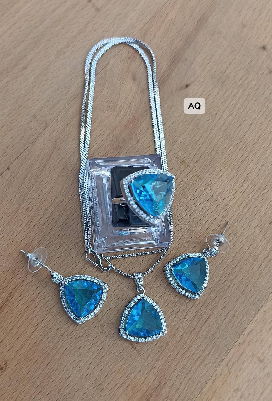 Pandent Ring Earrings Chain Set