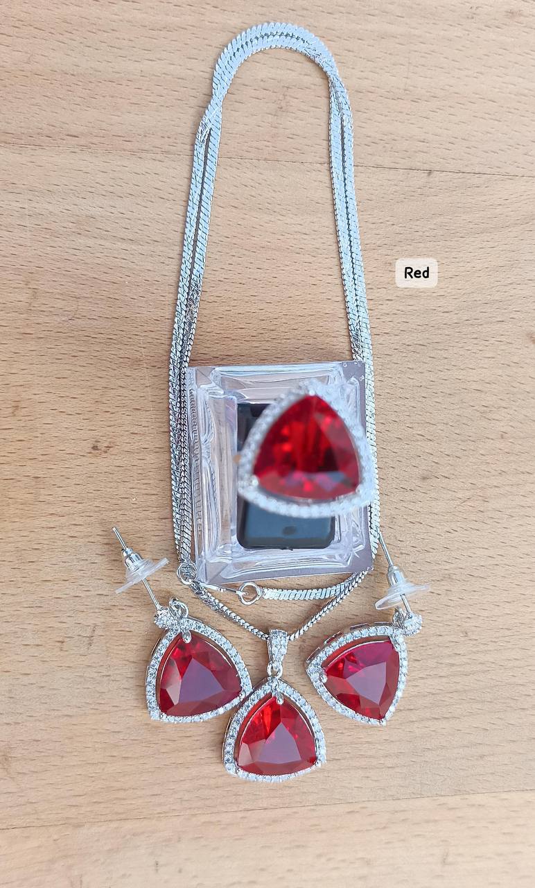 Pandent Ring Earrings Chain Set