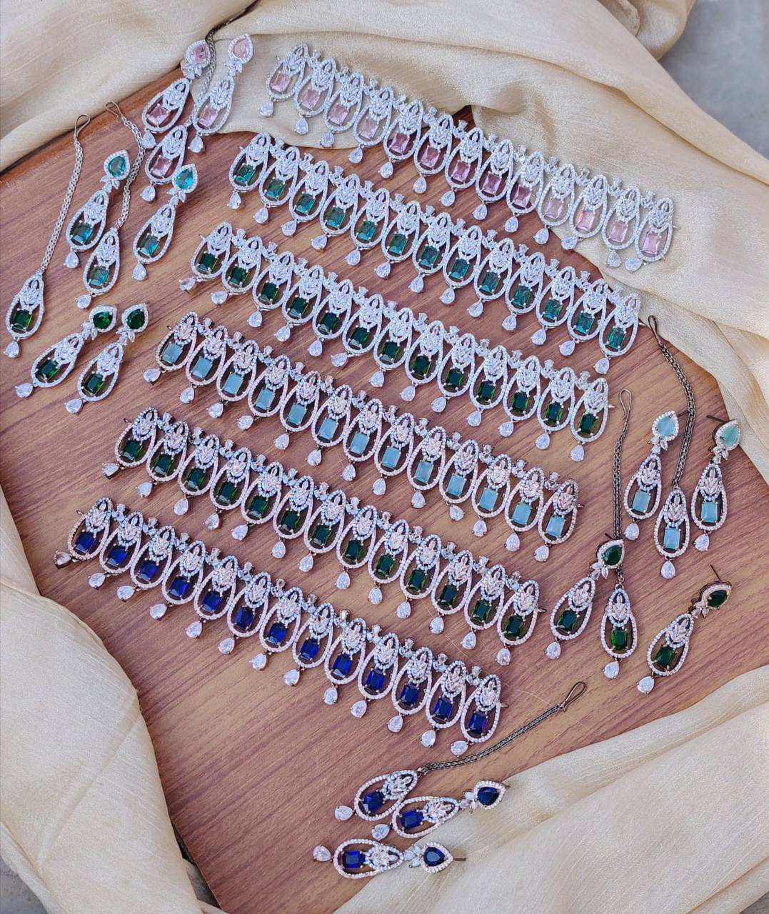 Beautiful American Diamond necklace Set with Tikka