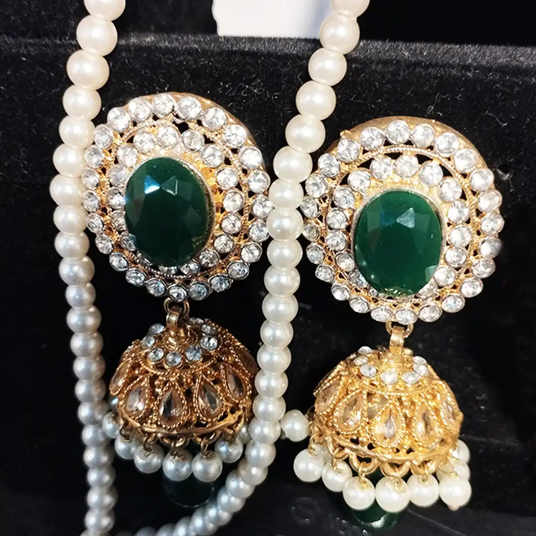 Jhumkas earrings price in pakistan NJC-003 green 2000
