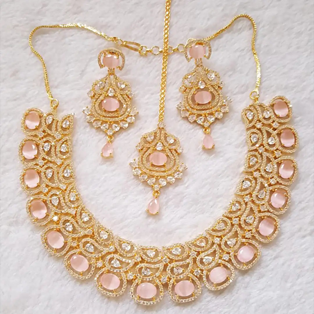 NJC-003 pink zircon neckalce design
