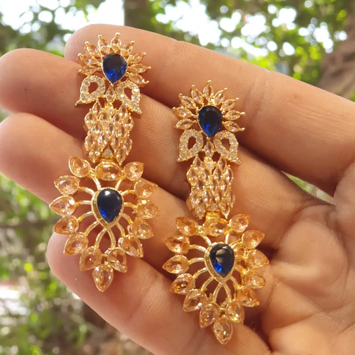 american diamond stud earrings price njc-047 blue