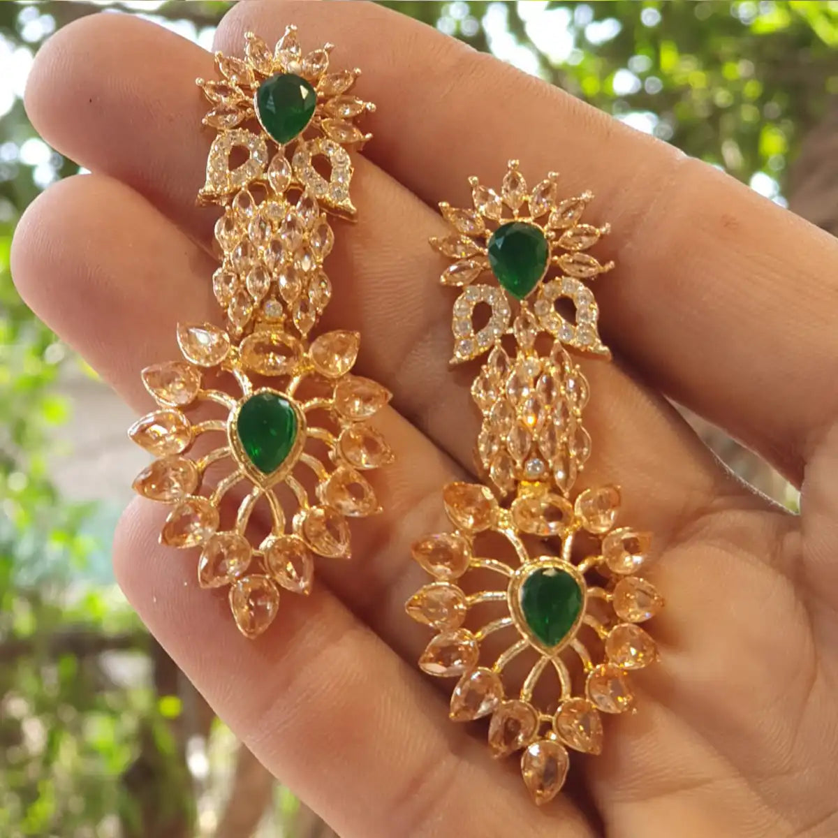 american diamond stud earrings price njc-047 green