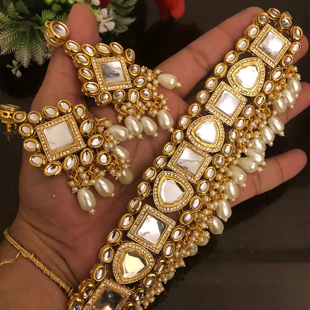 artifical jewellery choker set design NJC-007 white