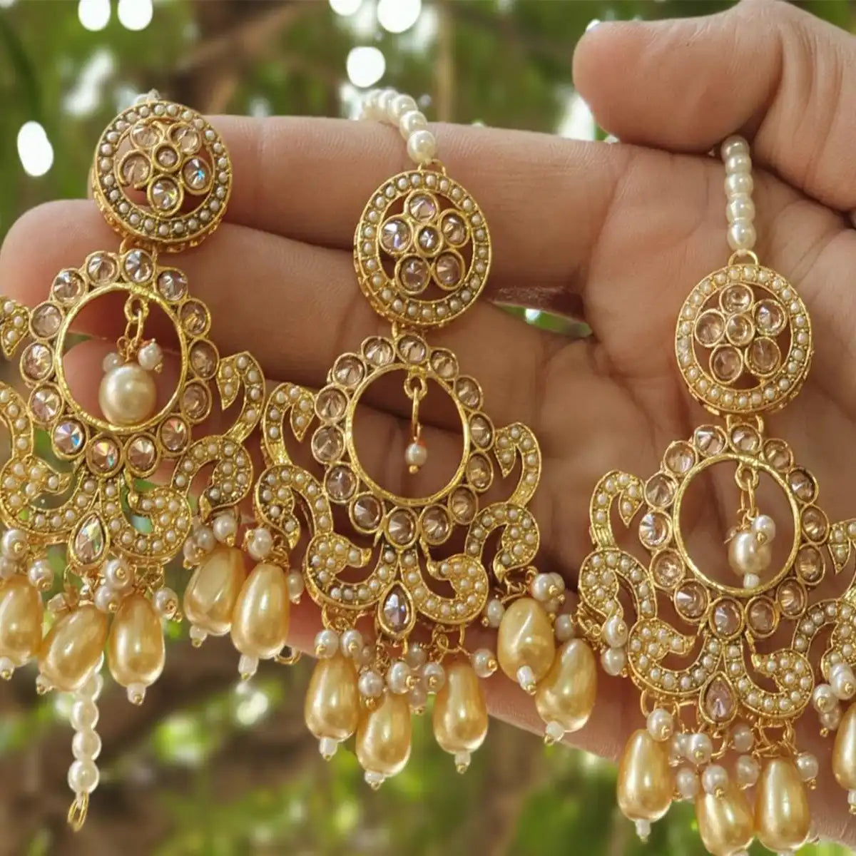 bala earrings design in Pakistan NJC-008 white