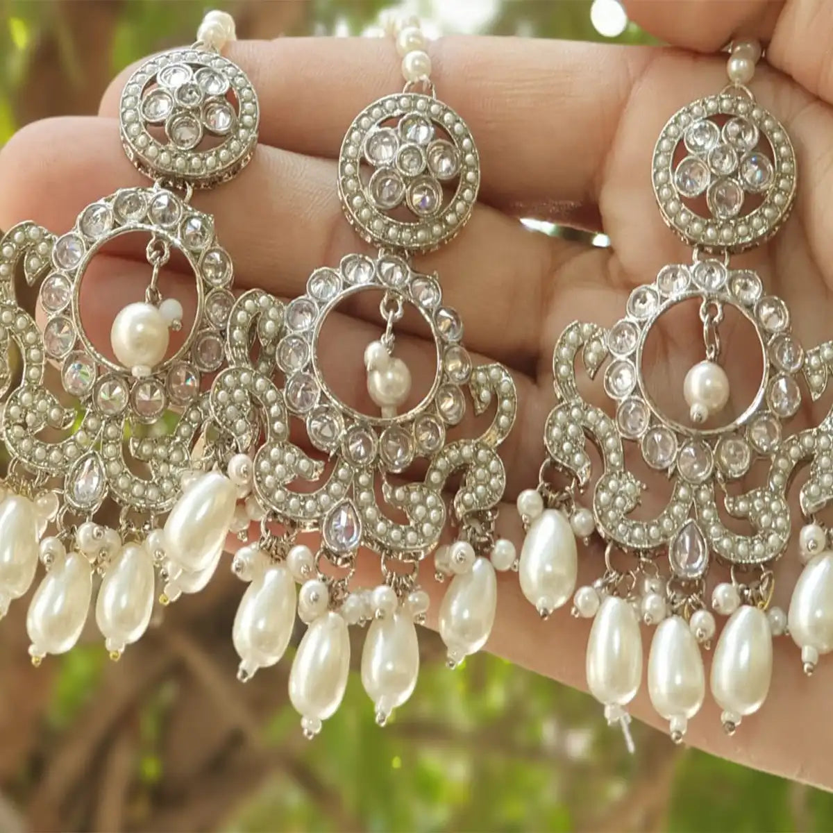 bala earrings design in Pakistan NJC-008 white