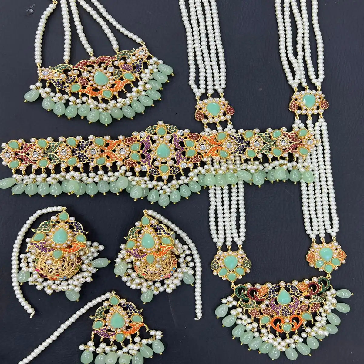 best jewellery designer in pakistan NJC-015 mint green