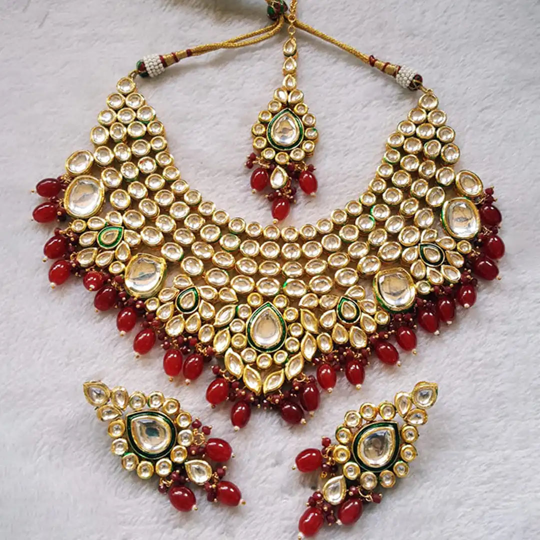 bridal Kundan set NJC-014 red 20000