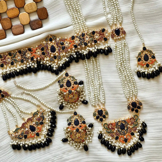 bridal choker mala set NJC-013 black