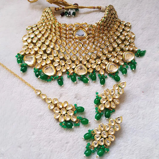 bridal kundan set price in pakistan NJC-010 green