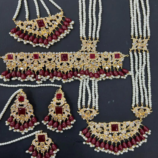 bridal mala choker set NJC-016 red