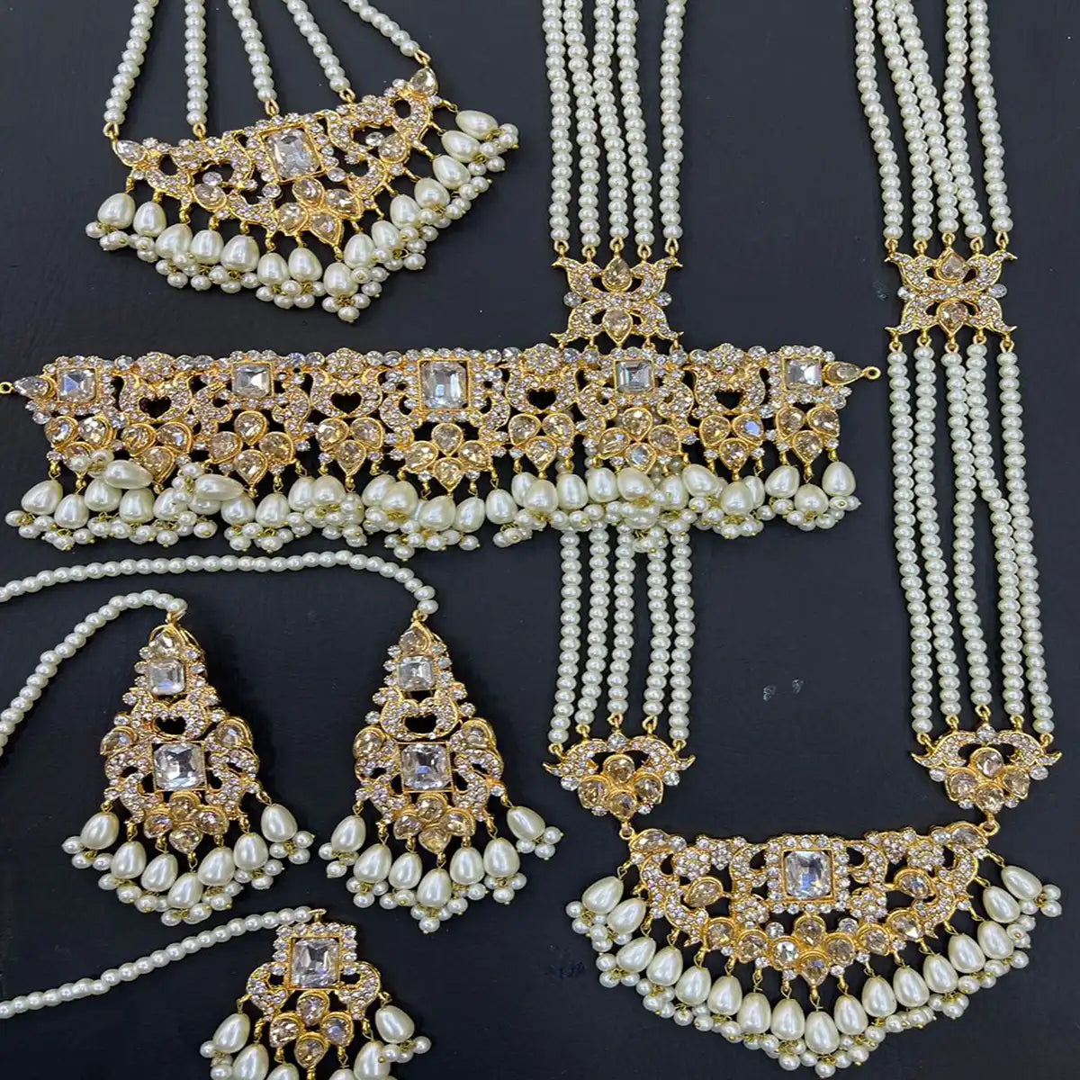 bridal mala choker set NJC-016 white