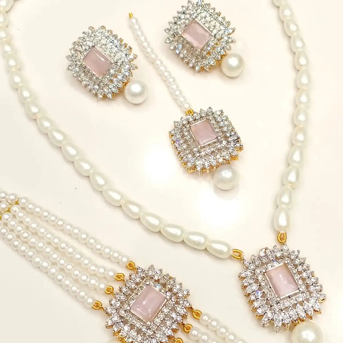 bridal mala choker set online pakistan NJC-017 pink