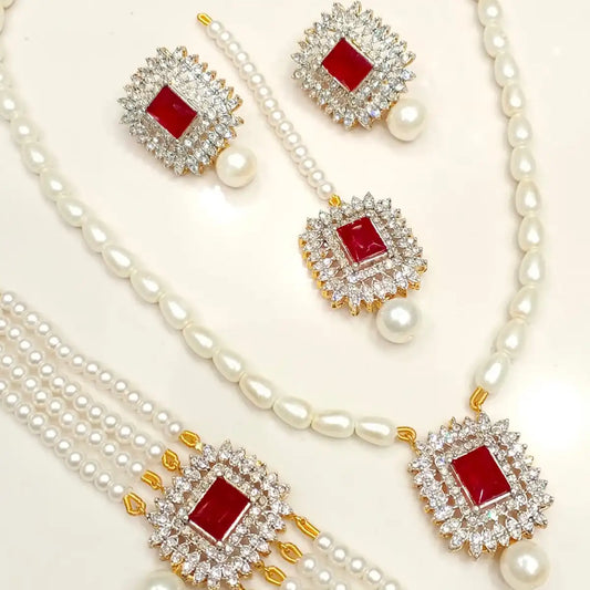 bridal mala choker set online pakistan NJC-017 red
