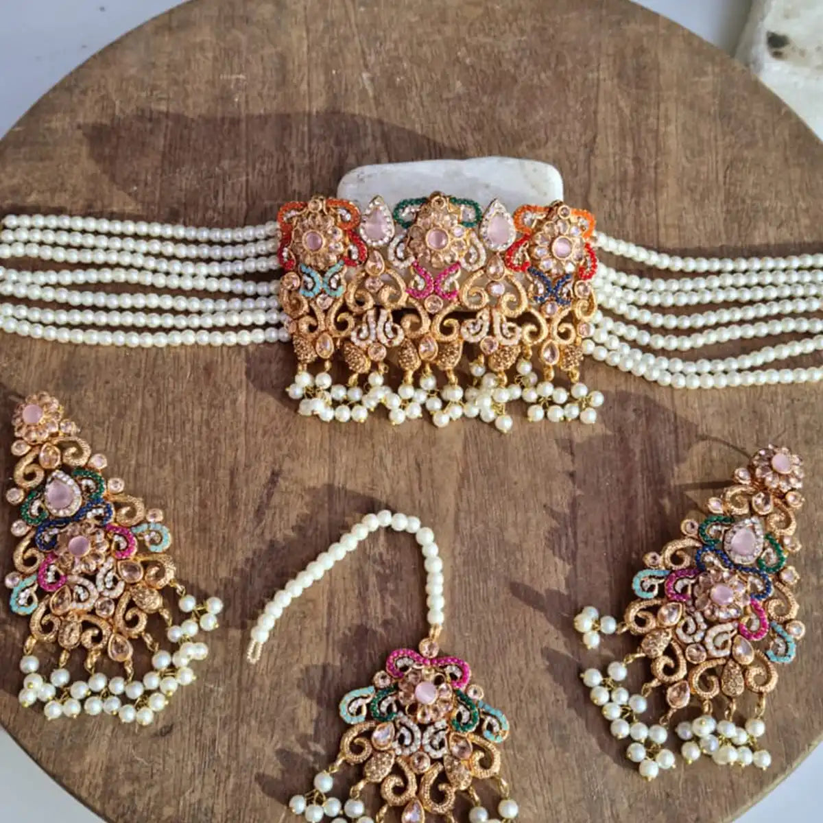 choker necklace designs online njc-024 pink
