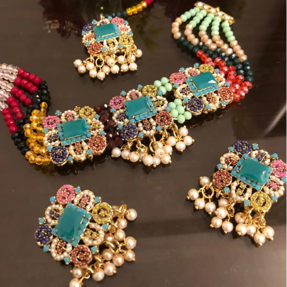 choker necklace set NJC-013 turquoise